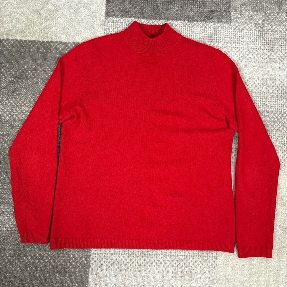 Charter Club Red 100% Cashmere Mock Neck Long Sleeve Sweater Women's M